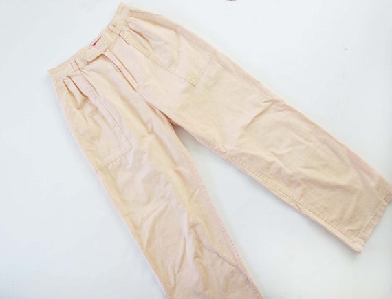 Vintage Pink Cotton Trousers Small 25 - 70s Pale … - image 2
