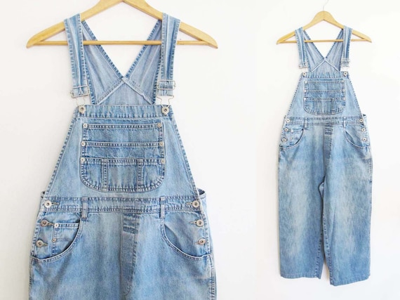 Vintage 90s Overalls S M SHORT - 90s Women Denim O