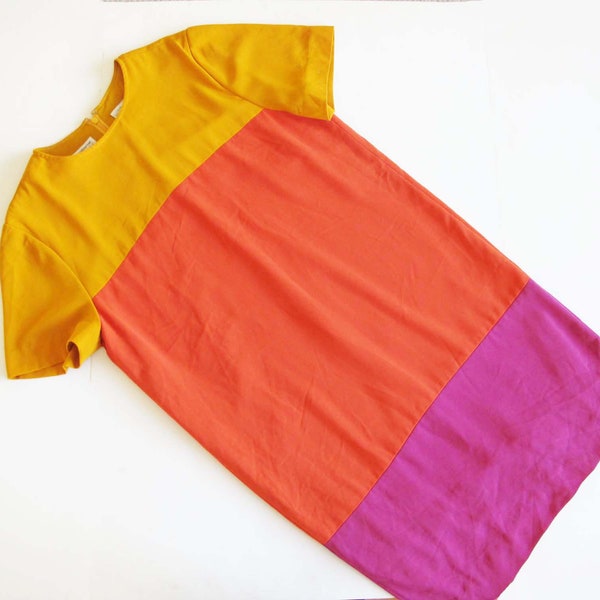 Pink and Orange Block Dress Etsy