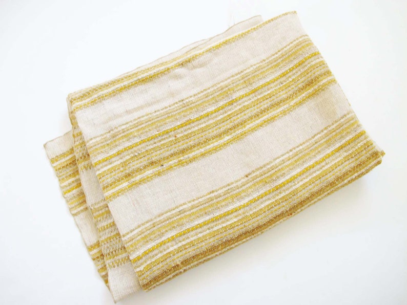Vintage 70s Mustard Yellow Sand Stripe Woven Large Throw Blanket 1970s Desert Southwestern Earthy Bohemian Blanket image 4