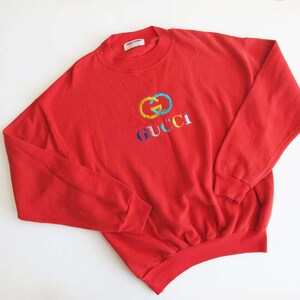 Vintage 90s Gucci Bootleg Embroidered Sweatshirt L 90s Gucci