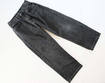 Vintage 2000s High Waist Carpenter Jean Pants 24 waist XS Petite - Y2K Black Denim Baggy Womens Pants