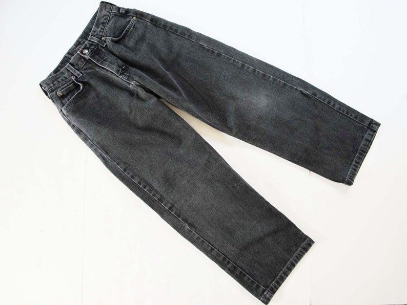 Vintage 2000s High Waist Carpenter Jean Pants 24 waist XS Petite Y2K Black Denim Baggy Womens Pants image 1