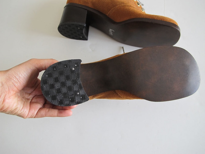 Brown Suede Lace Up Oxfords Vintage 60s 70s Womens Platform Shoes 60s Shoes 6.5 Mod Platform Shoes 7 AA Narrow Sears Shoe Place