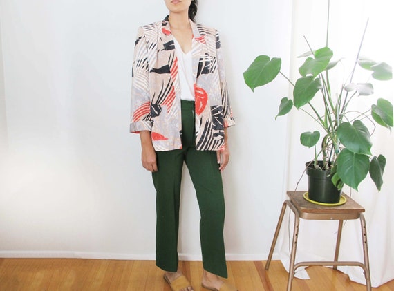Vintage 80s Blazer Jacket M - Palm Leaf Tropical P