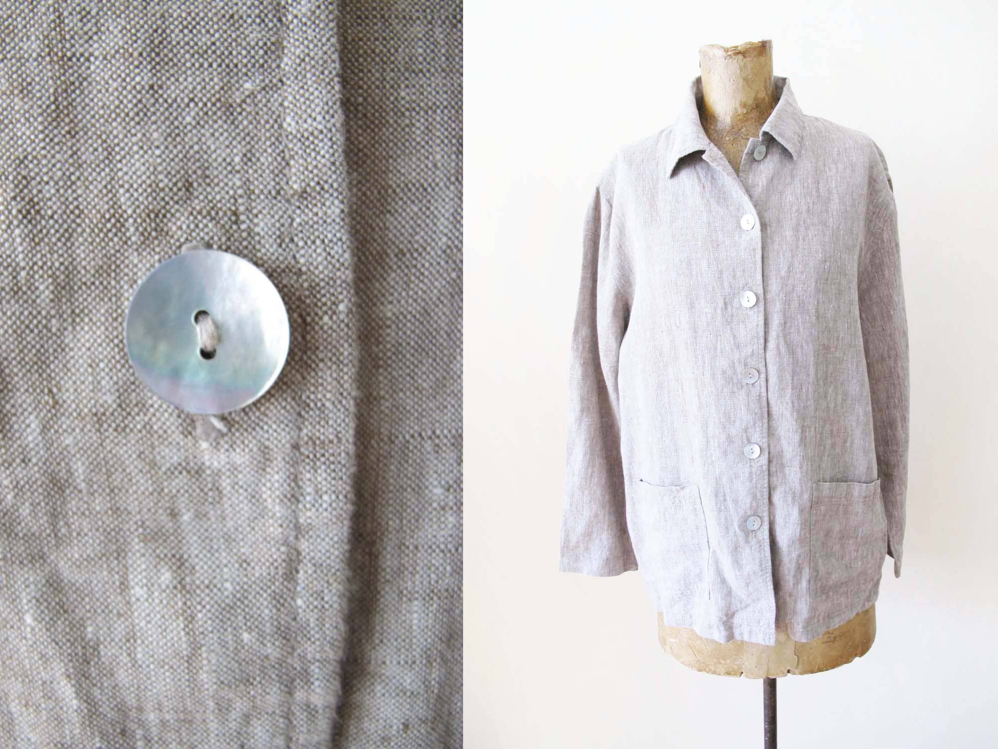 ジャケット・アウター 80s 90s EURO linen tailored jacket beige SINGLE-BREASTED LINEN BLAZER - BEIGE / UNDYED | COS