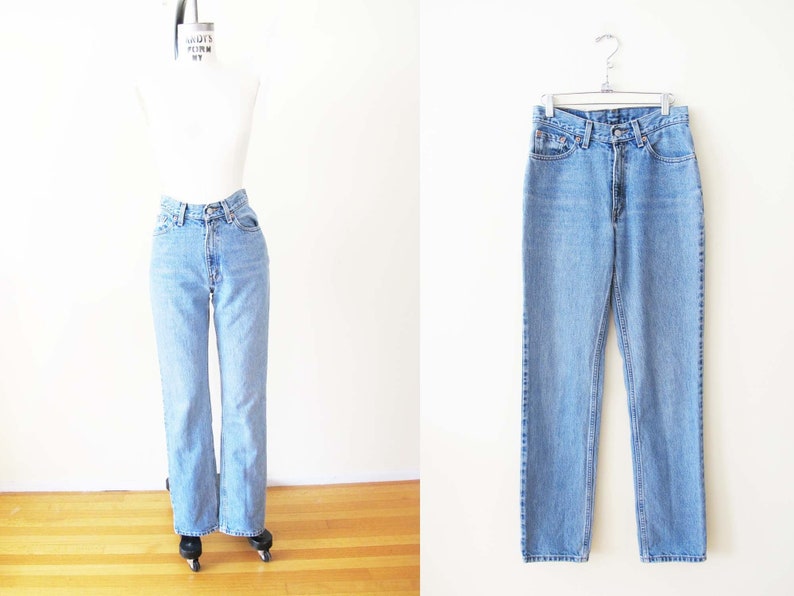 Vintage Levis 512 26 27 Small 1990s Levis Made in USA Zip Fly Denim Stonewash Blue Jeans Clean Girl Minimalist Aesthetic image 1