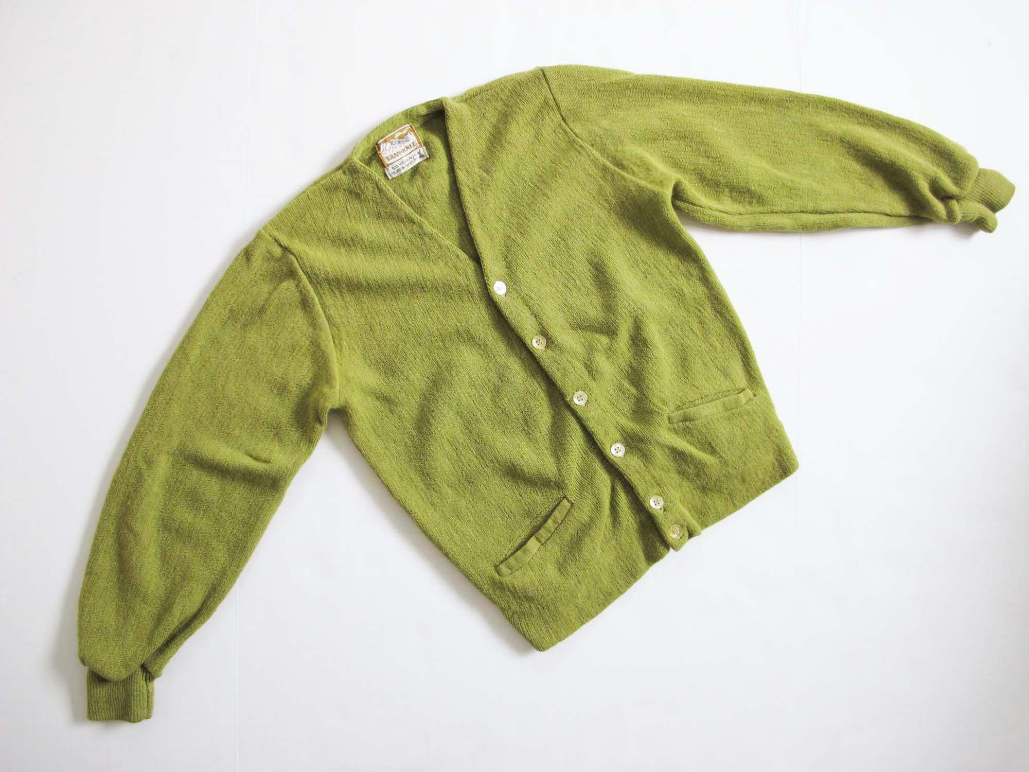 Vintage 60s Lime Green Cardigan S - Alpaca Wool 1960s Bright Vintage 60s Lime Green Cardigan S - Alpaca Wool 1960s Bright