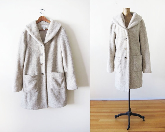 Vintage 90s Fleece Coat M - Womens Long Fleece Coa