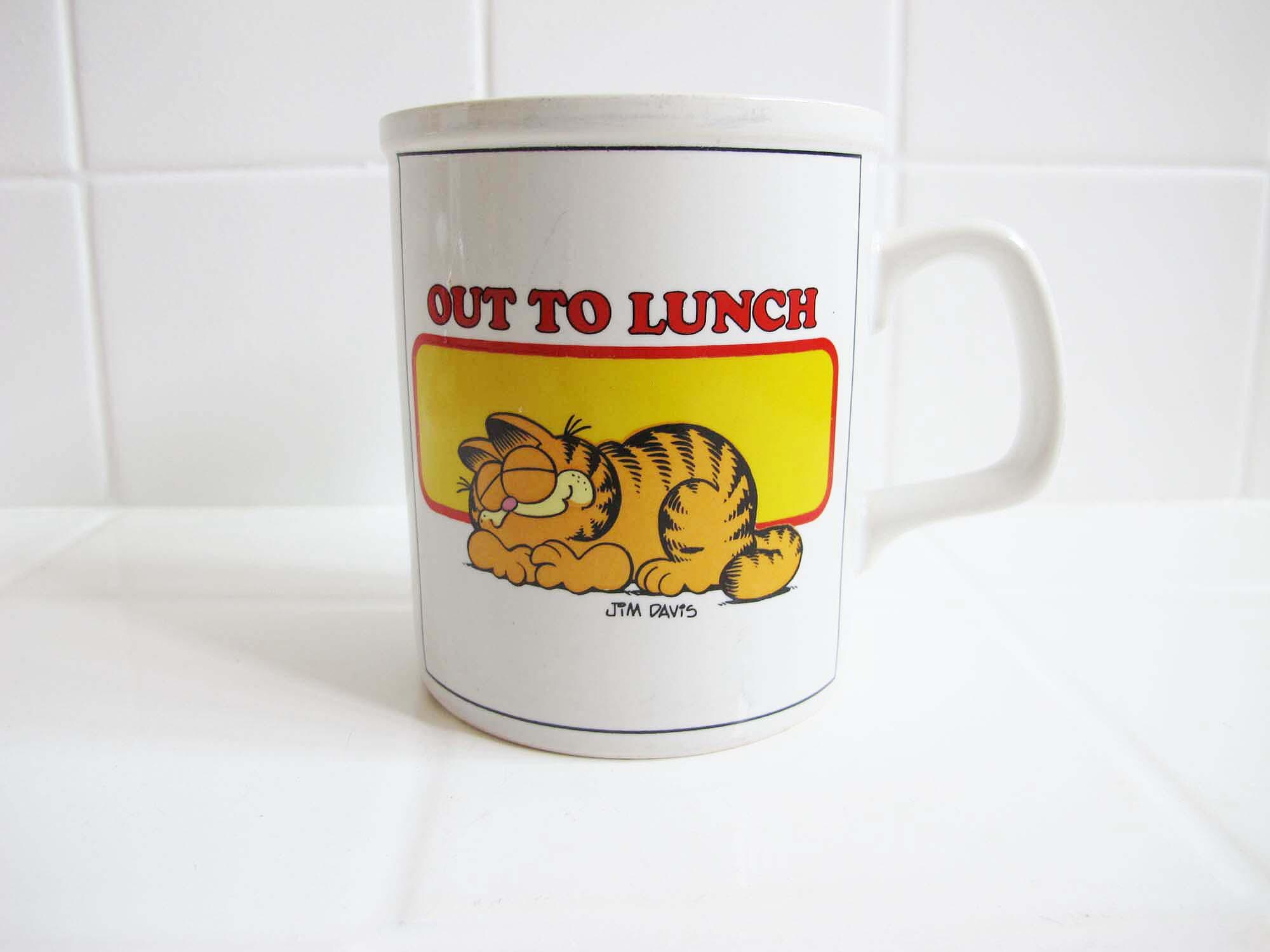 80年代のヴィンテージガーフィールドコーヒーマグ：ランチに出かける猫