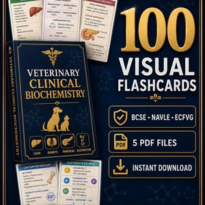 Veterinary Clinical Biochemistry Flashcards, 100 Visual Cards for BCSE NAVLE ECFVG Exam Review