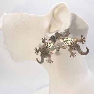 Pendientes de plata de ley con forma de gecko firmados por FRANCIS