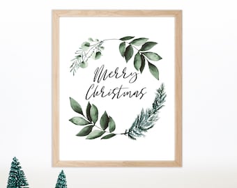 Christmas Wreath Print: Festive Greenery Wall Art (Digital Download)