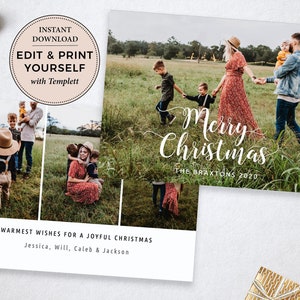 Editable Christmas Photo Card Template: 5x7 Family Card (Instant Download)