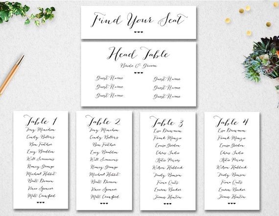 wedding seating chart template instant download editable wedding table seating template