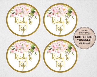 Etiquetas para lembrancinhas de chá de bebê prontas para estourar: florais para impressão (DOWNLOAD INSTANTÂNEO)