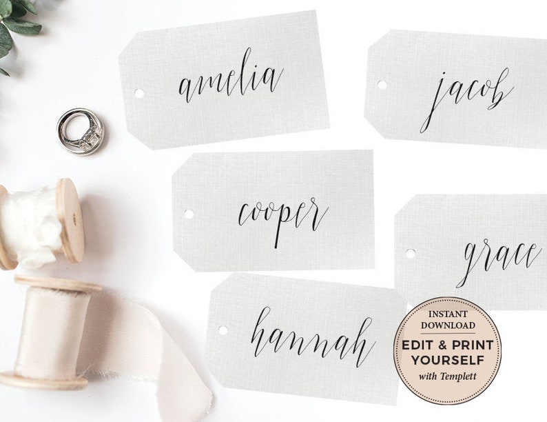 Name Tags Wedding Name Tags Calligraphy Name Tags Editable Etsy