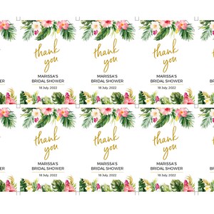Bridal Shower Tag, Thank You Tag, Tropical Bridal Shower Tag, Editable Tag, Tropical Favor Tag,Instant Download, Templett, PBB98 image 2