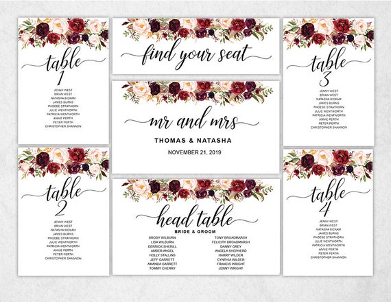 Editable Wedding Seating Chart