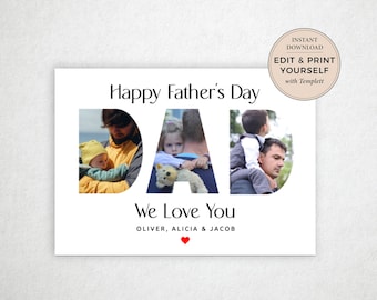 Fathers Day Card Template, Editable Fathers Day Photo Card, Editable Fathers Day, Fathers Day Card, Fathers Day, Templett, INSTANT DOWNLOAD