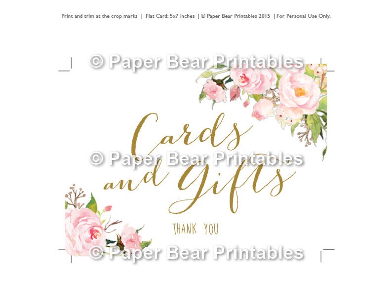 Cards and Gifts // INSTANT DOWNLOAD // Printable // 5x7 // 8x10 // Cards and Gifts Sign // Wedding // Bridal Shower // Printable// PBP85 image 2