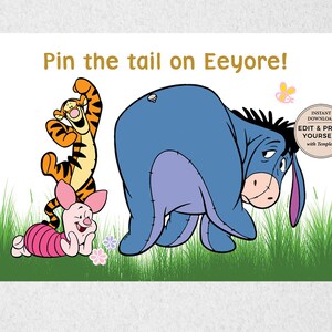 Editable Pin the Tail on Eeyore Game, Winnie the Pooh, Pin the Tail on Eeyore, Winnie the Pooh ...
