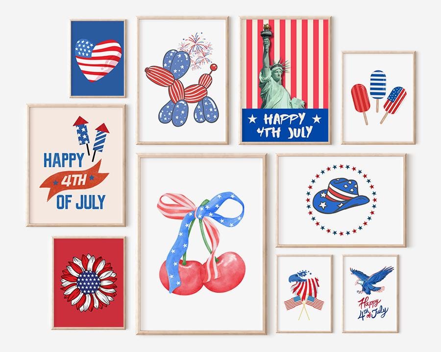 4th of July Poster Set, Patriotic Wall Art Prints (digital Download) - Etsy