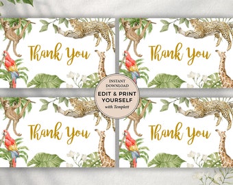 Editable Tag, Safari Birthday Tag, Editable Thank You Tag, Safari Tag, Thank You, Safari Birthday, Instant Download, Templett, #PBB101