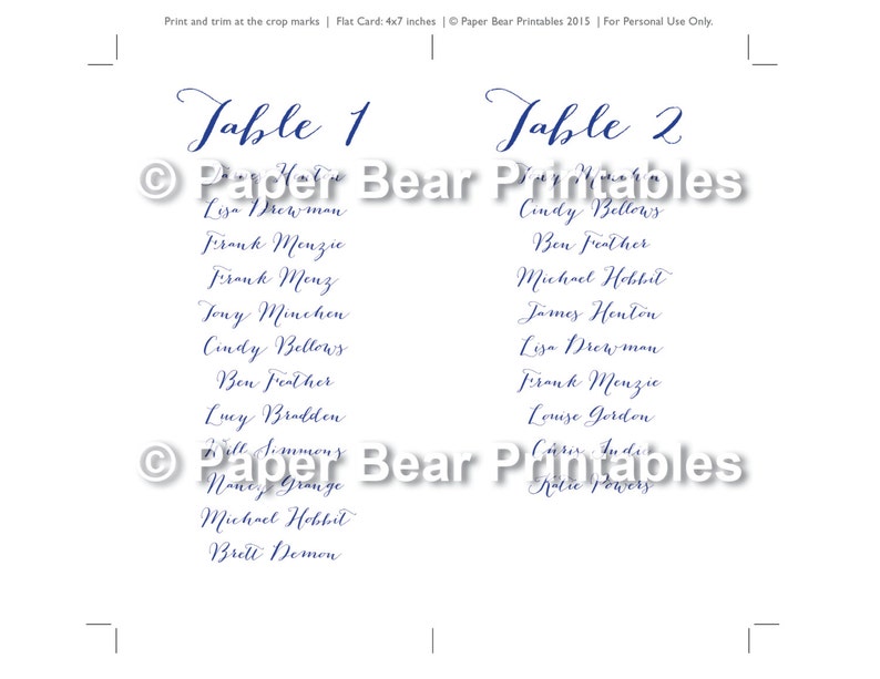 wedding seating chart template