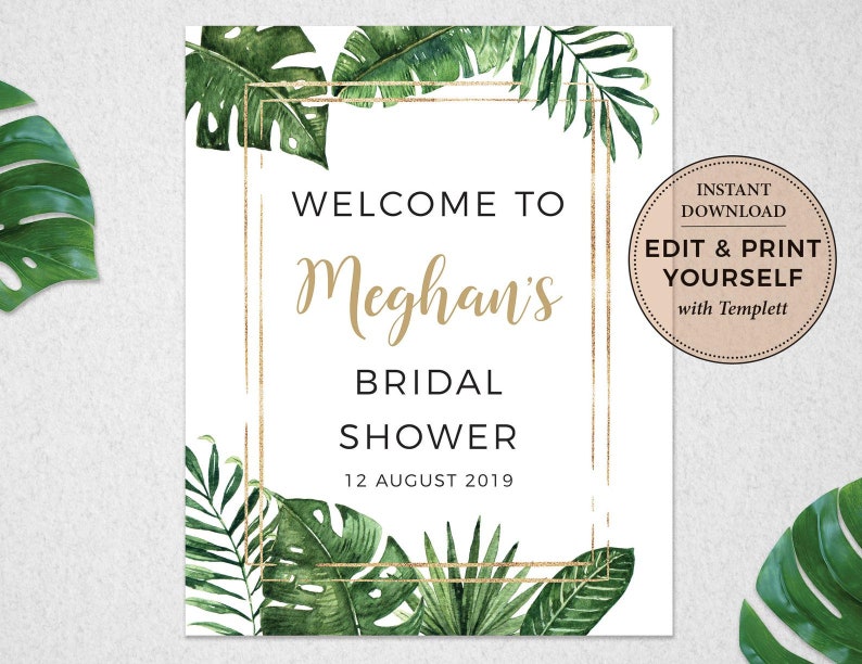 Tropical Bridal Shower INSTANT DOWNLOAD #PBP99 Bridal Shower Signs Templett Editable Bridal Shower Templates Bridal Shower Bundle