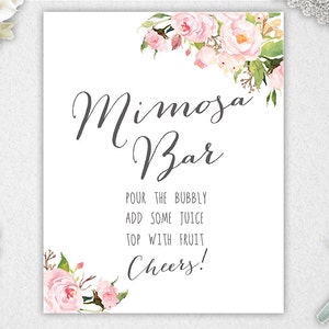 Floral Mimosa Bar Sign: Bridal Shower Printable (Digital Download)