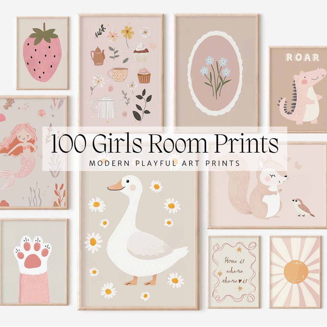 100 Hand-painted Girls Room Prints: Nursery Art Gallery (digital ...
