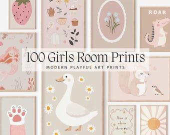 女の子の部屋を彩る手描きのプリント100枚：保育園アートギャラリー（デジタルダウンロード）