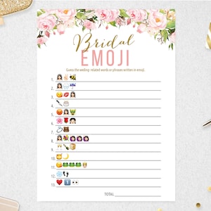 Bridal Shower Emoji Game: Instant Download (PDF & JPG)