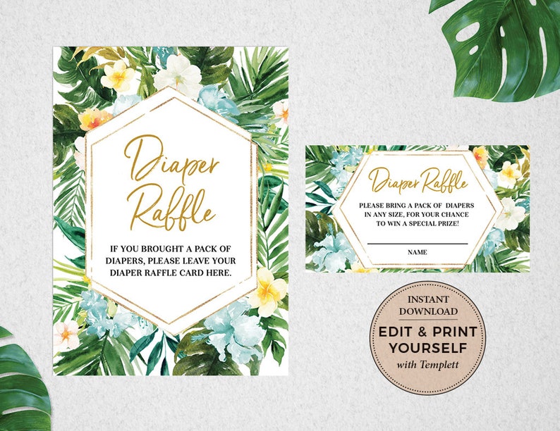 Baby Shower Bundle, Tropical, Editable Baby Shower Templates, Baby Shower Signs, Tropical Baby Shower, INSTANT DOWNLOAD, Templett, PBB98 image 7