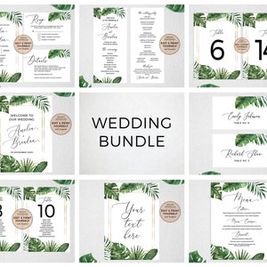 Wedding Bundle, Tropical, Wedding Invitation Suite, Wedding Invitation, Editable Wedding Templates, INSTANT DOWNLOAD, Templett, #PBP99