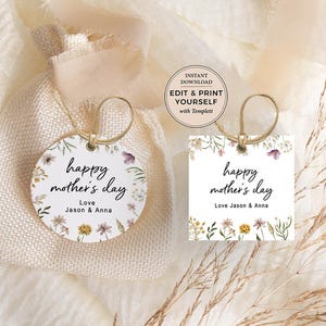 Etiquetas para o Dia das Mães, Etiquetas editáveis para o Dia das Mães, Dia das Mães, Etiquetas, Etiquetas para presentes de Dia das Mães, Templatett, Download instantâneo