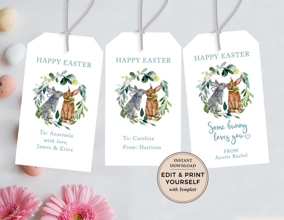 Easter Gift Tag, Editable Easter Tag, Easter Tag, Editable Tag, Easter Gift Tag, Gift Tag, Instant Download, Templett Il_570xn