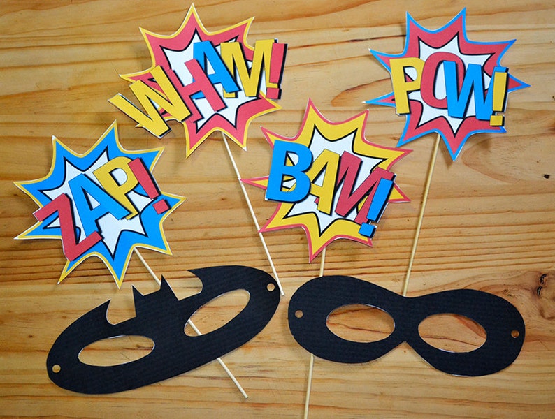 Superhero Party Photo Props Printable INSTANT DOWNLOAD image 1