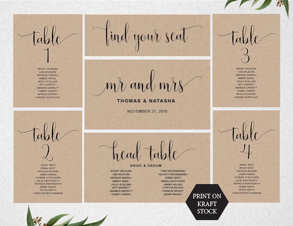 Seating Chart Template Etsy