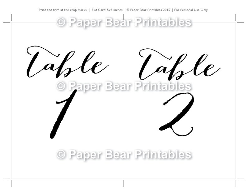 Table Numbers Table Numbers 1 30 Instant Download 5x7 Etsy