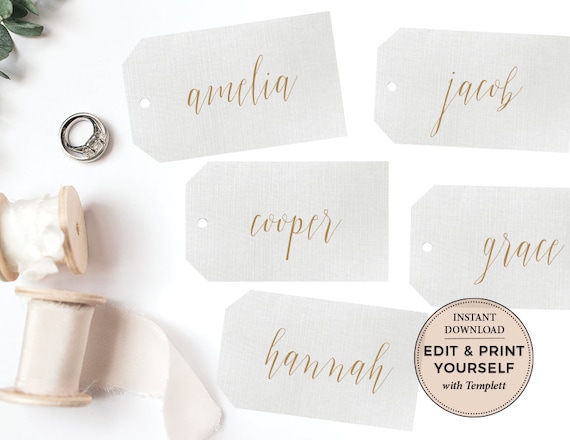Name Tags, Wedding Name Tags, Calligraphy Name Tags, Editable Name Tags, Place Cards, Gift Tags, Wedding Favor Tags, Escort Card, Templett Il_570xn