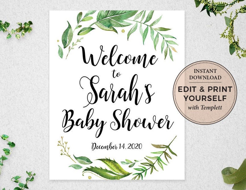 Gender Neutral Baby Shower Signs Editable Baby Shower Templates #PBP86 INSTANT DOWNLOAD Templett Baby Shower Bundle