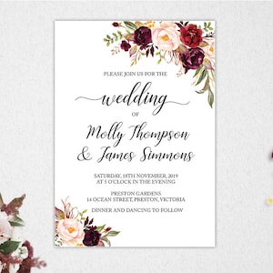 Wedding Invitation Bundle, Editable Wedding Templates, Wedding Invitation, RSVP Card, Thank You Card, INSTANT DOWNLOAD, Templett, PBP97 image 2