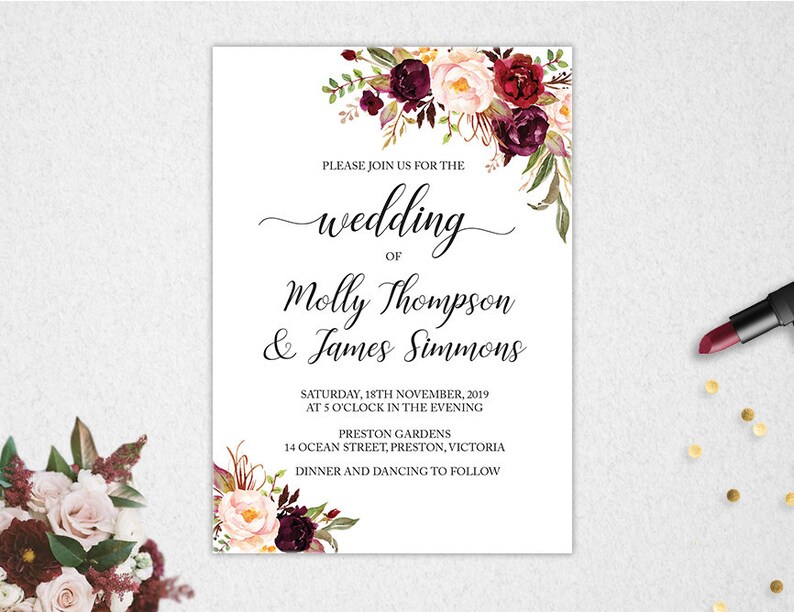 Wedding Invitation Bundle, Editable Wedding Templates, Wedding Invitation, RSVP Card, Thank You Card, INSTANT DOWNLOAD, Templett, PBP97 image 2