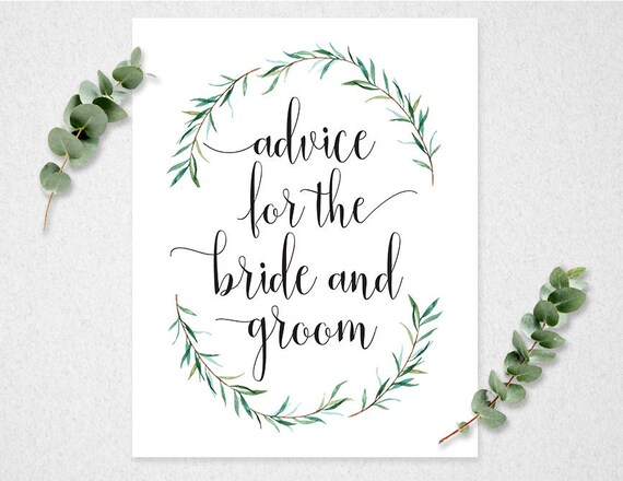 Advice For The Bride And Groom Sign Eucalyptus Wreath