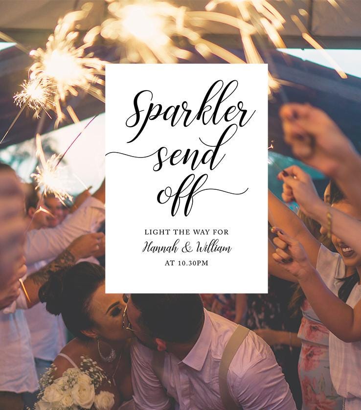 Editable Sparkler Send off Sign, Wedding Template (instant Download) - Etsy