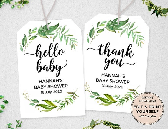 Thank You Tags, Editable Thank You Tags, Editable Tags, Favor Tags, Baby Shower Tags, Hello Baby Tags, INSTANT DOWNLOAD, Templett, #PBP86 Il_570xn
