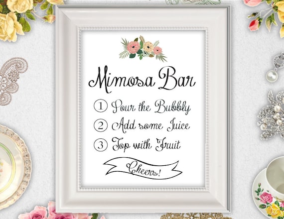 Mimosa Bar Sign, Mimosa Bar, Bridal Shower Mimosa Bar, INSTANT DOWNLOAD, #PBP91 Il_570xn