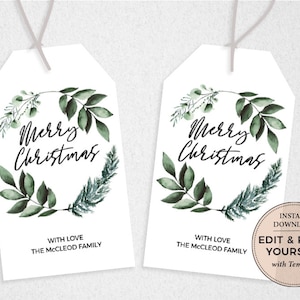 Christmas Tag, Editable Christmas Tag, Christmas Gift Tag, Christmas Name Tag, Gift Tag, Christmas Label, Templett, INSTANT DOWNLOAD